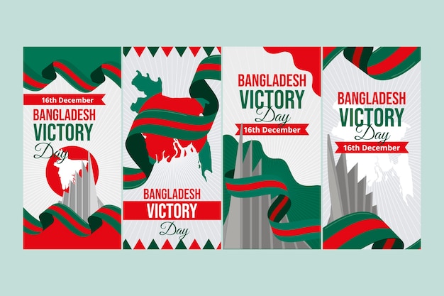 Handgezeichnete flache bangladesch siegestag instagram geschichtensammlung