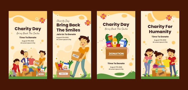 Handgezeichnete flache Charity-Event-IG-Geschichten