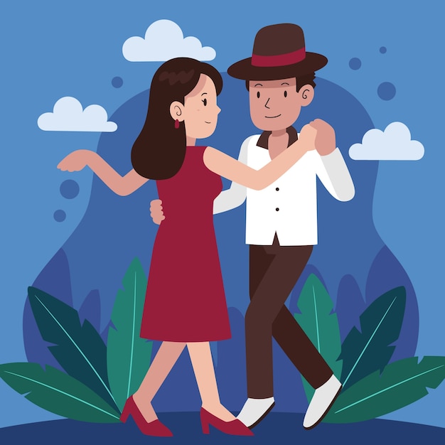 Handgezeichnete flache design-bachata-illustration