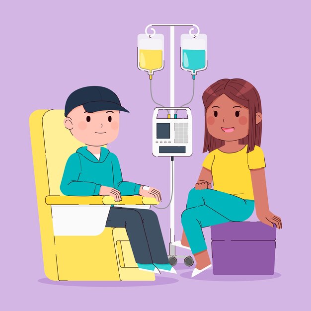 Handgezeichnete flache Design-Chemotherapie-Illustration