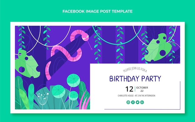 Kostenloser Vektor handgezeichnete flache design-dschungel-geburtstagsfeier