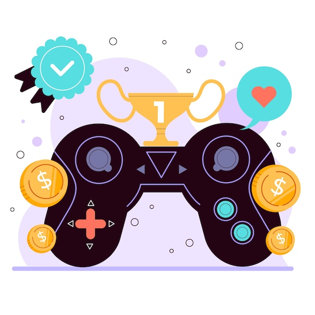 Handgezeichnete flache design-gamification-illustration