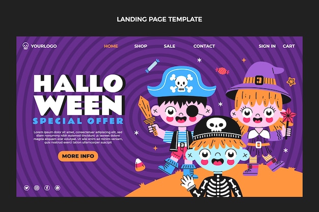 Handgezeichnete flache design-halloween-landingpage