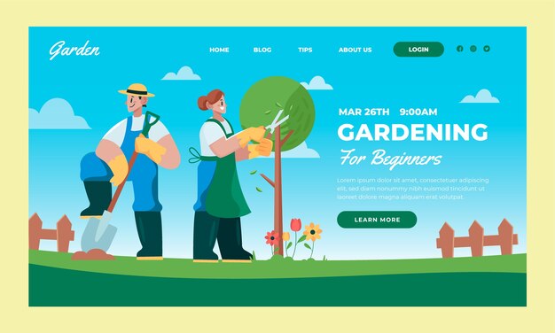 Handgezeichnete flache Design-Landing-Page für die Gartenarbeit