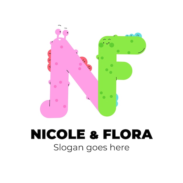 Handgezeichnete flache Design-nf- oder Fn-Logo-Vorlage