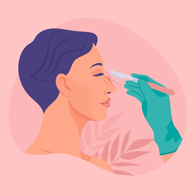 Handgezeichnete flache Design-Rhinoplastik-Illustration