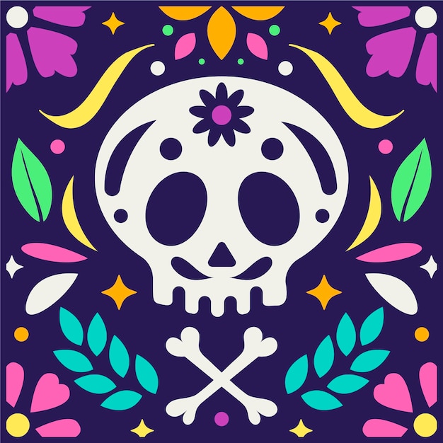 Kostenloser Vektor handgezeichnete flache dia de muertos illustration