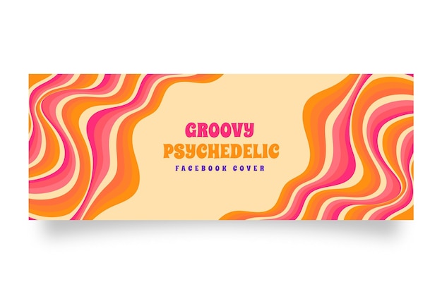 Kostenloser Vektor handgezeichnete flache groovige psychedelische social-media-cover-vorlage