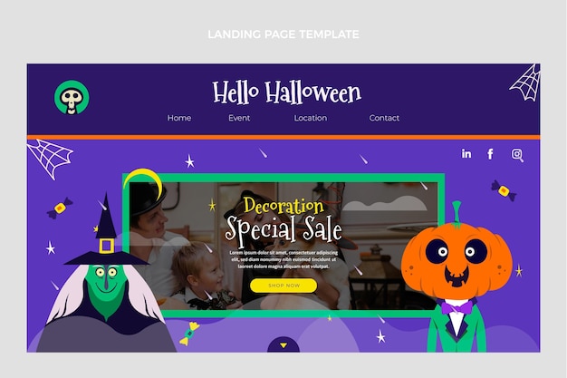 Kostenloser Vektor handgezeichnete flache halloween-landing-page-vorlage