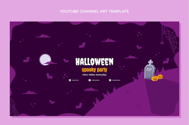 Handgezeichnete flache halloween-youtube-kanalkunst