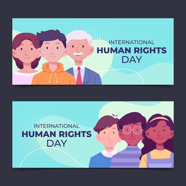 Handgezeichnete flache horizontale banner zum internationalen tag der menschenrechte