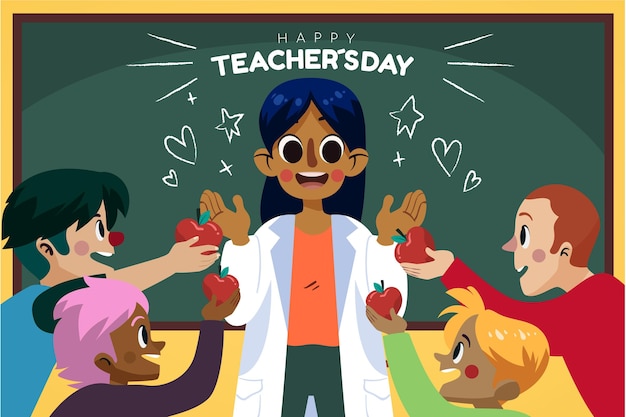Handgezeichnete flache Illustration zum Tag des Lehrers