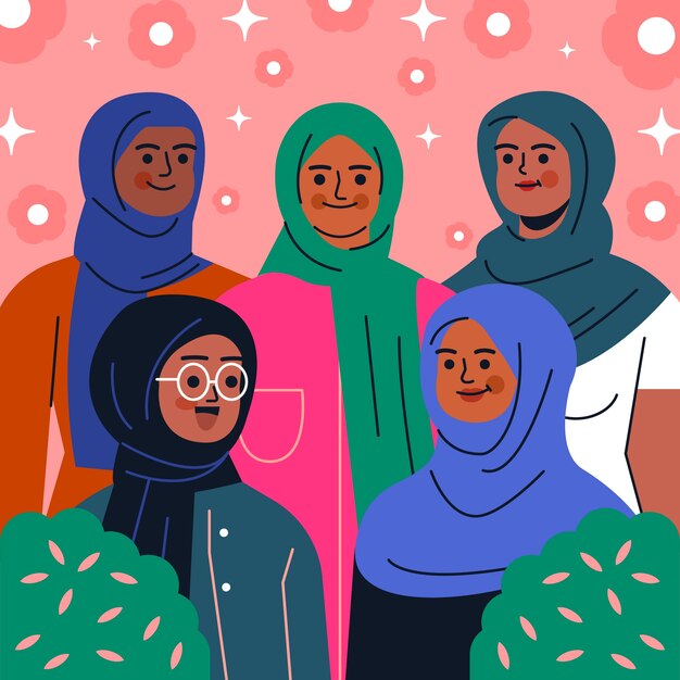 Handgezeichnete flache iranische Frauenillustration