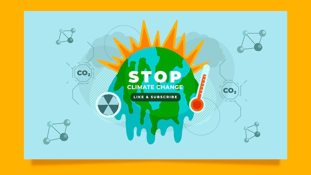 Kostenloser Vektor handgezeichnete flache klimawandel-youtube-miniaturansicht