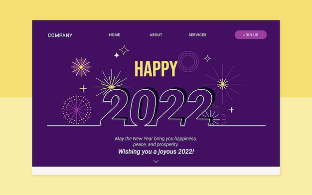 Handgezeichnete flache landingpage-vorlage für das neue jahr