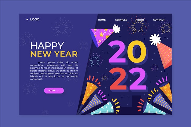 Kostenloser Vektor handgezeichnete flache landingpage-vorlage für das neue jahr
