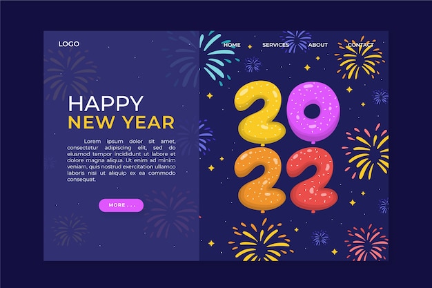 Handgezeichnete flache landingpage-vorlage für das neue jahr