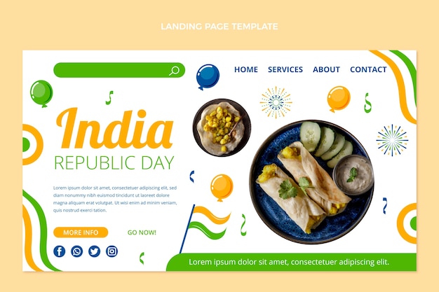 Kostenloser Vektor handgezeichnete flache landingpage-vorlage für den tag der republik