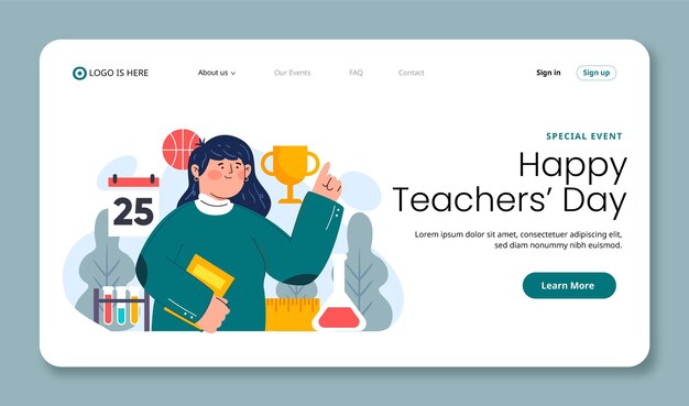 Handgezeichnete flache Landingpage-Vorlage für den Tag des Lehrers