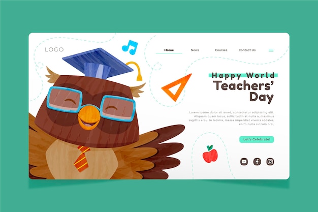 Handgezeichnete flache landingpage-vorlage für den tag des lehrers