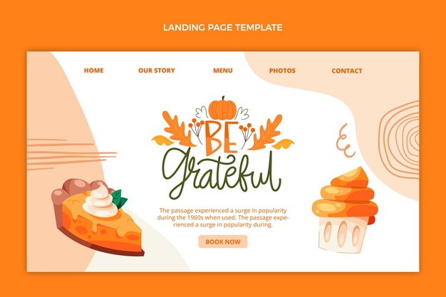 Handgezeichnete flache thanksgiving-landing-page-vorlage