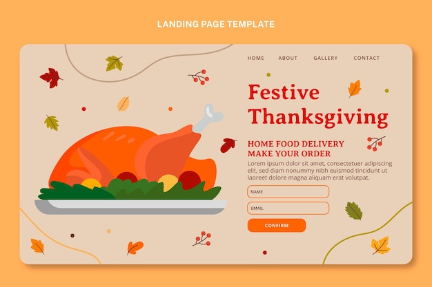 Handgezeichnete flache thanksgiving-landing-page-vorlage