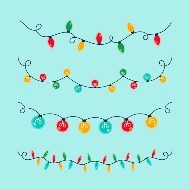 Handgezeichnete flache Weihnachtsbeleuchtung Sammlung