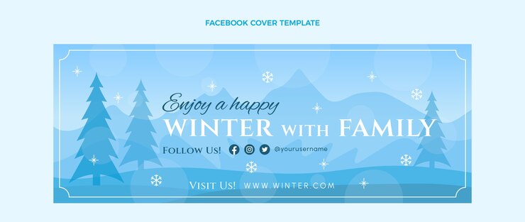 Kostenlose Vektor handgezeichnete flache winter-social-media-cover-vorlage