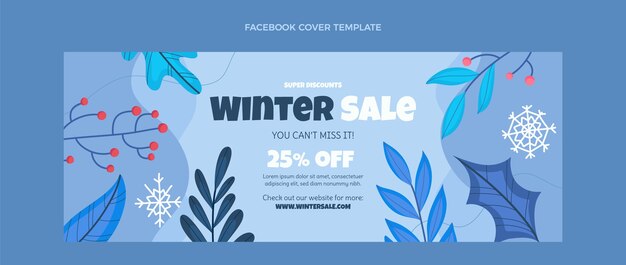 Handgezeichnete flache Winter-Social-Media-Cover-Vorlage