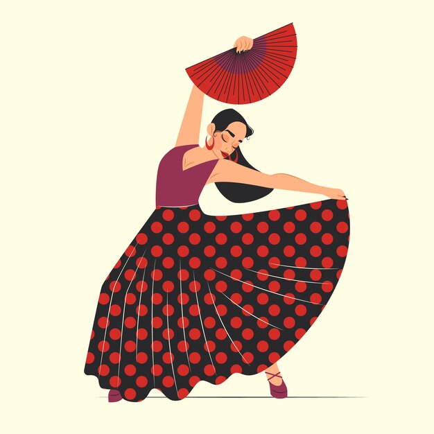 Handgezeichnete Flamenco-Tanzillustration