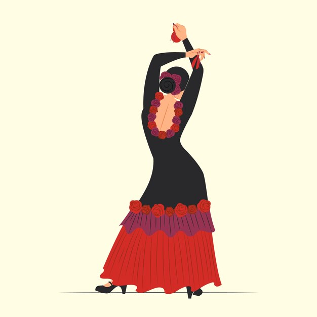 Handgezeichnete Flamenco-Tanzillustration