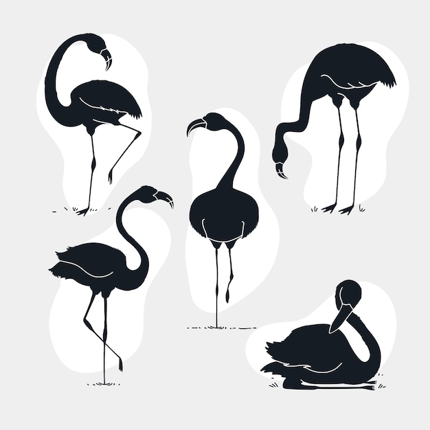 Kostenloser Vektor handgezeichnete flamingo-silhouette