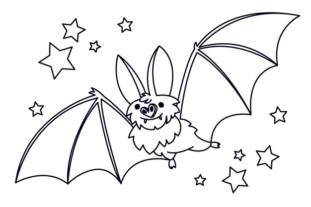 Handgezeichnete Fledermaus-Umrissillustration