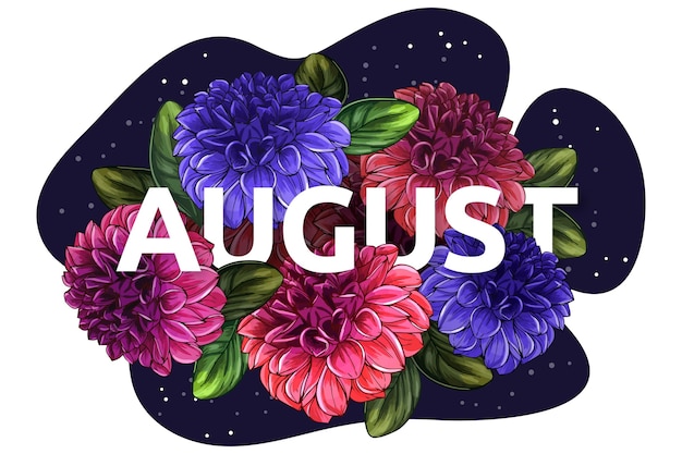 Handgezeichnete florale august-schriftzug