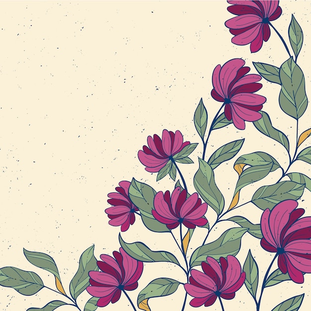 Handgezeichnete florale s/w-farbillustration