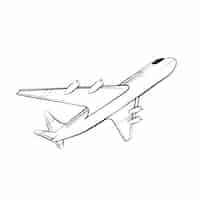 Kostenloser Vektor handgezeichnete flugzeug-umrissillustration