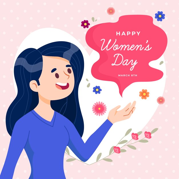 Handgezeichnete Frauentag mit schönen Frau