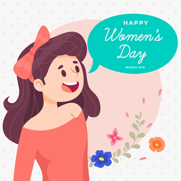 Handgezeichnete Frauentag mit Sprechblase