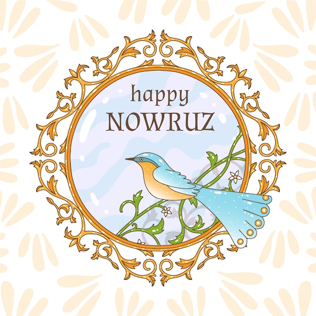 Handgezeichnete fröhliche Nowruz-Tagesfeier