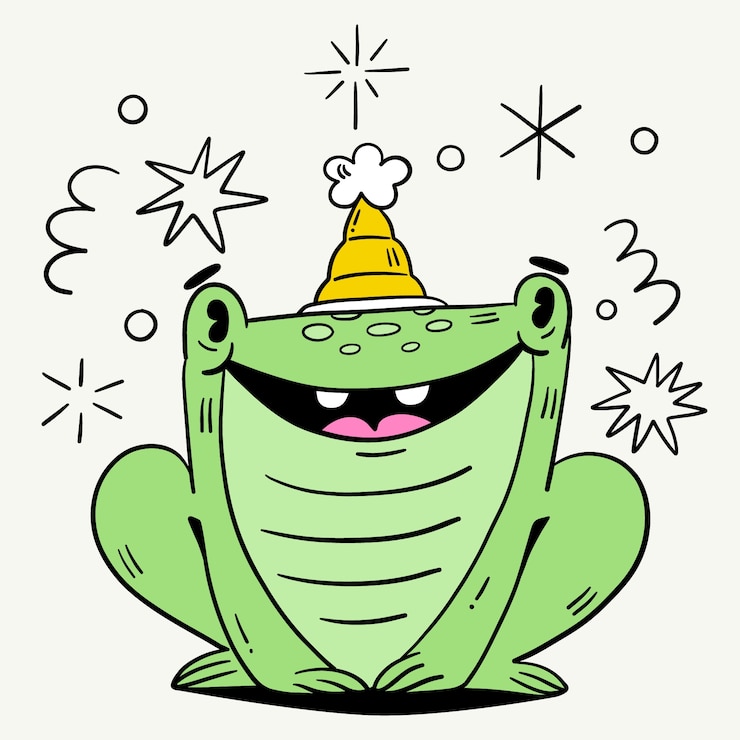 Kostenlose Vektor handgezeichnete frosch-cartoon-illustration