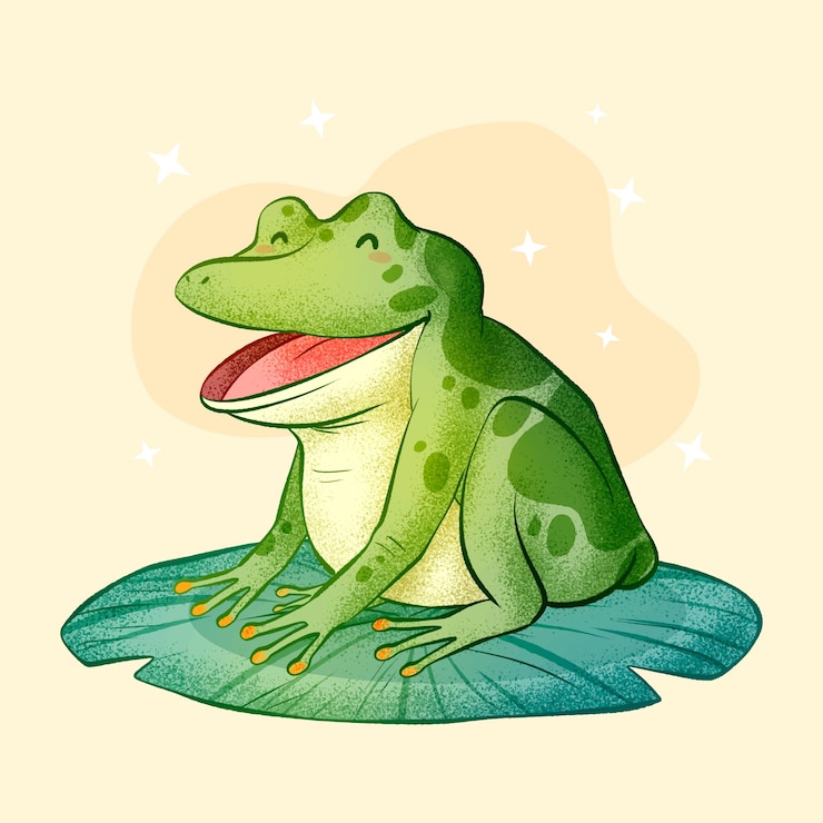 Kostenlose Vektor handgezeichnete frosch-cartoon-illustration