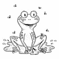 Kostenloser Vektor handgezeichnete frosch-umrissillustration