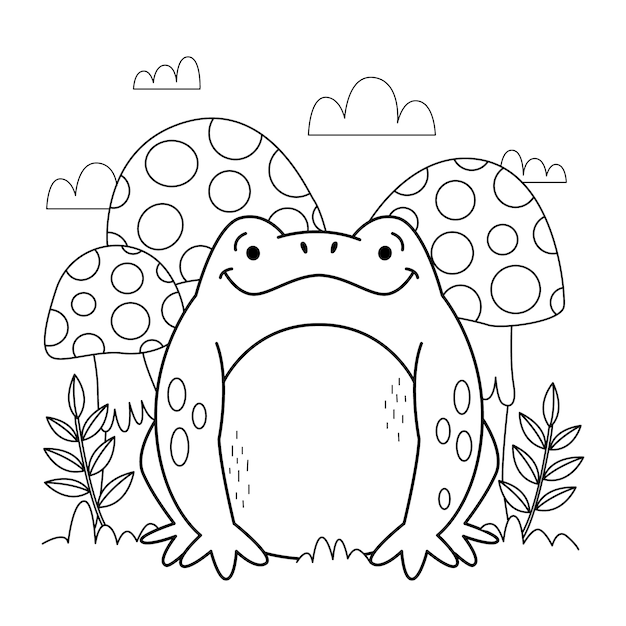 Kostenloser Vektor handgezeichnete frosch-umrissillustration