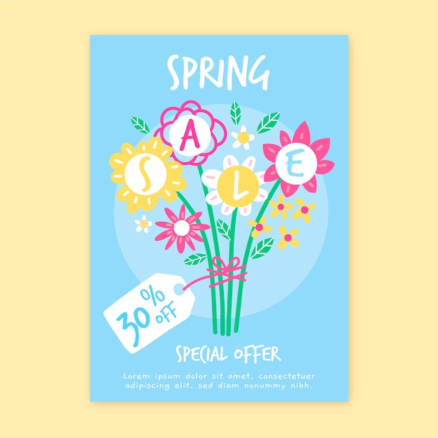 Handgezeichnete frühling verkauf flyer vorlage