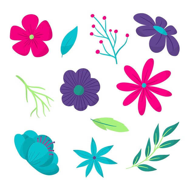 Handgezeichnete Frühlingsblumenkollektion