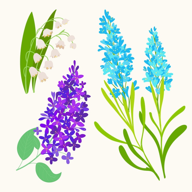 Kostenlose Vektor handgezeichnete frühlingsblumenkollektion