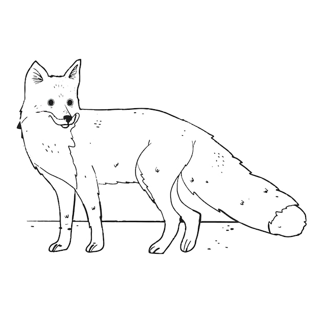 Kostenloser Vektor handgezeichnete fuchs-umrissillustration