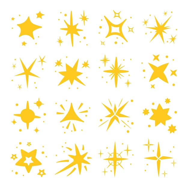 Handgezeichnete funkelnde Sterne Sammlung