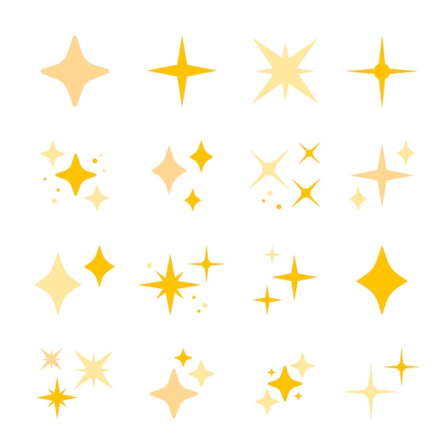 Handgezeichnete funkelnde Sterne Sammlung