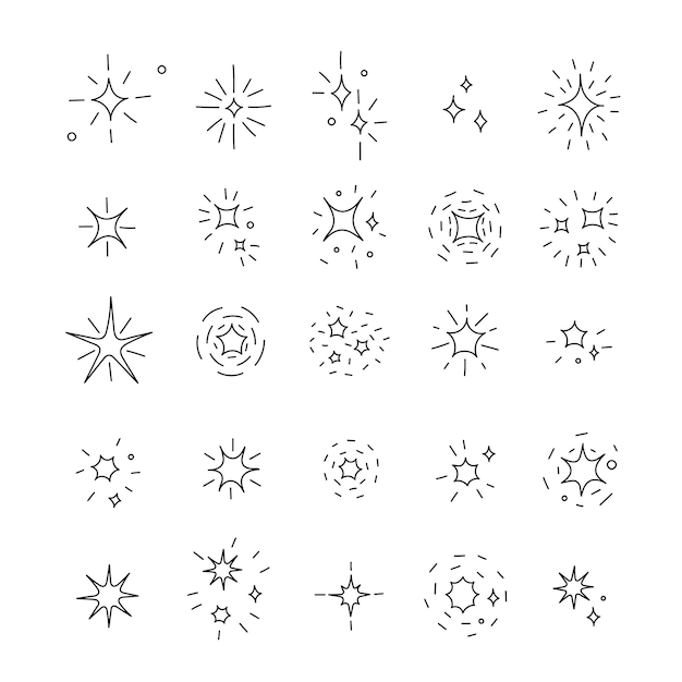 Kostenloser Vektor handgezeichnete funkelnde sternsammlung